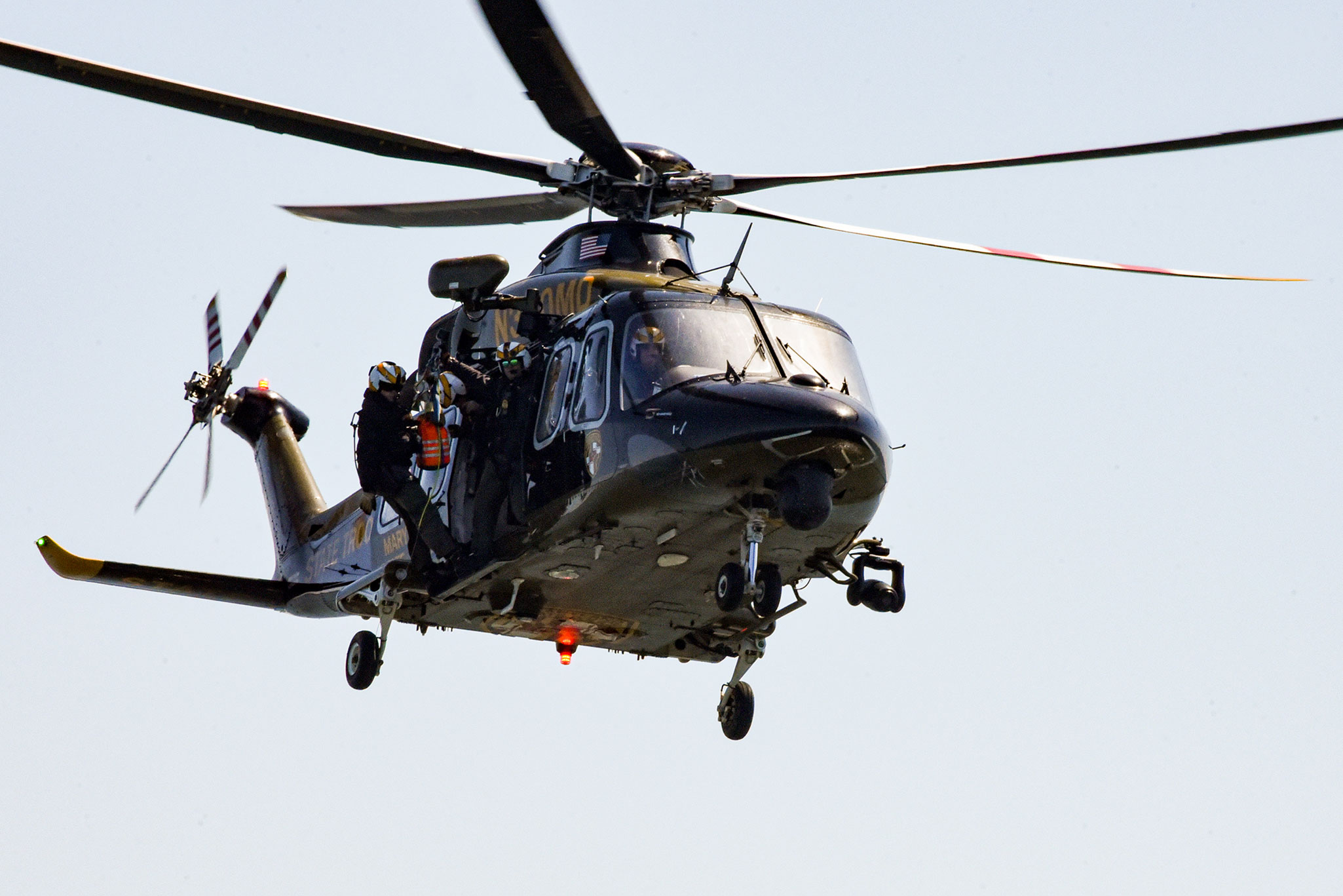 Helicopter with Trooper riding on the side