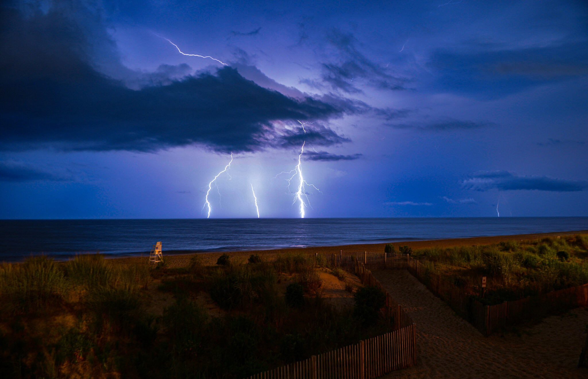 Lightning over the ocean